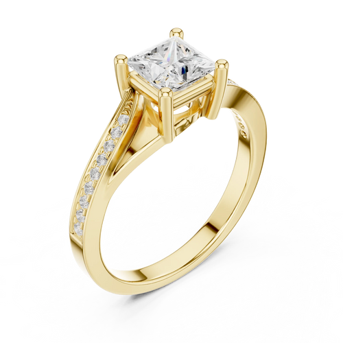 10K White Gold Princess-Cut Mossanite Diamond Engagement Ring
