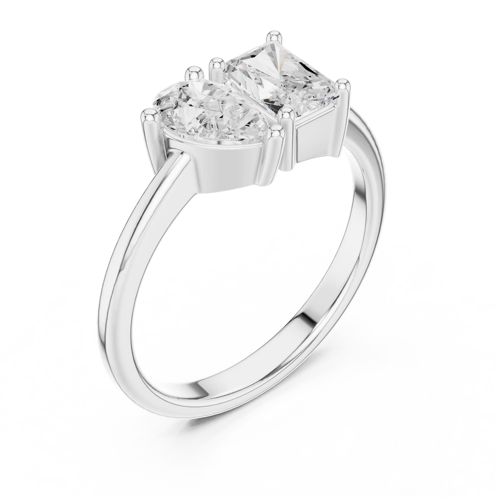 14K White Gold Two-Stone Lab Grown Diamond Engagement Ring
