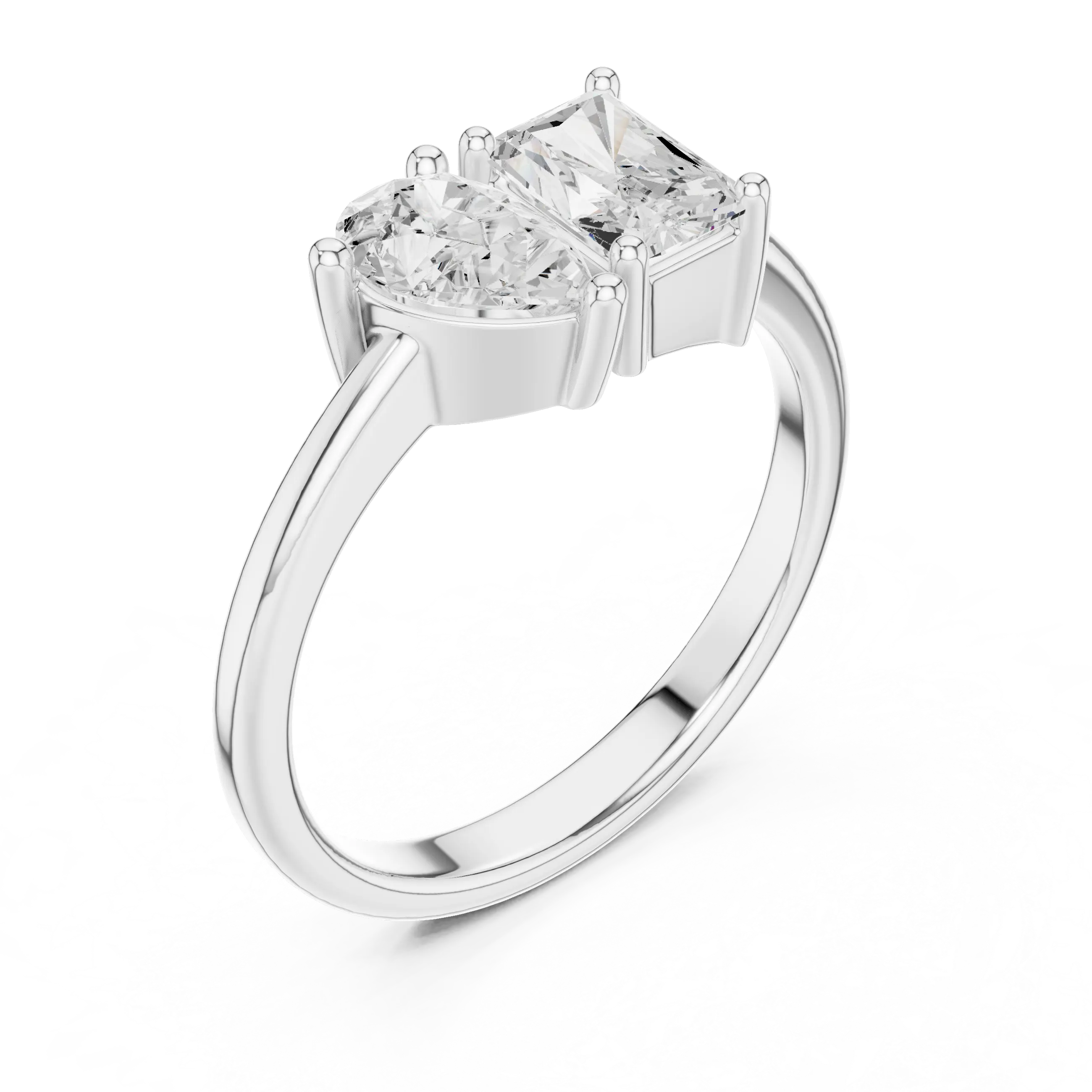 14K White Gold Two-Stone Lab Grown Diamond Engagement Ring