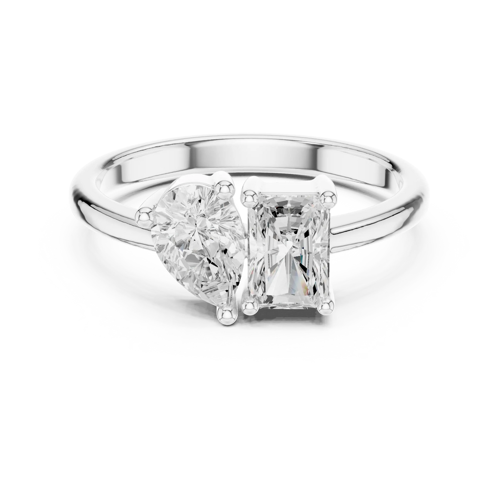 14K White Gold Two-Stone Lab Grown Diamond Engagement Ring