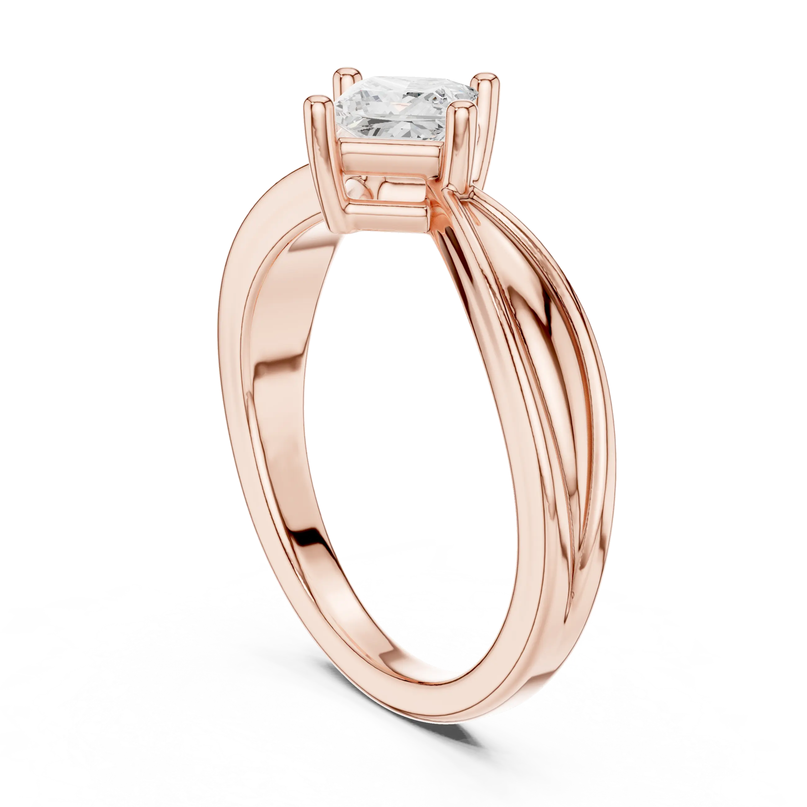 18K Rose Gold Princess-Cut Split-Shank Diamond Engagement Ring