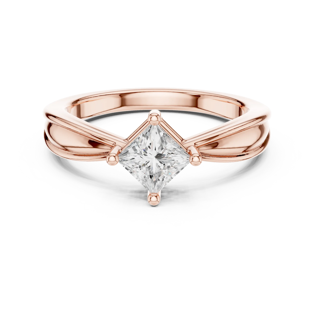 18K Rose Gold Princess-Cut Split-Shank Diamond Engagement Ring