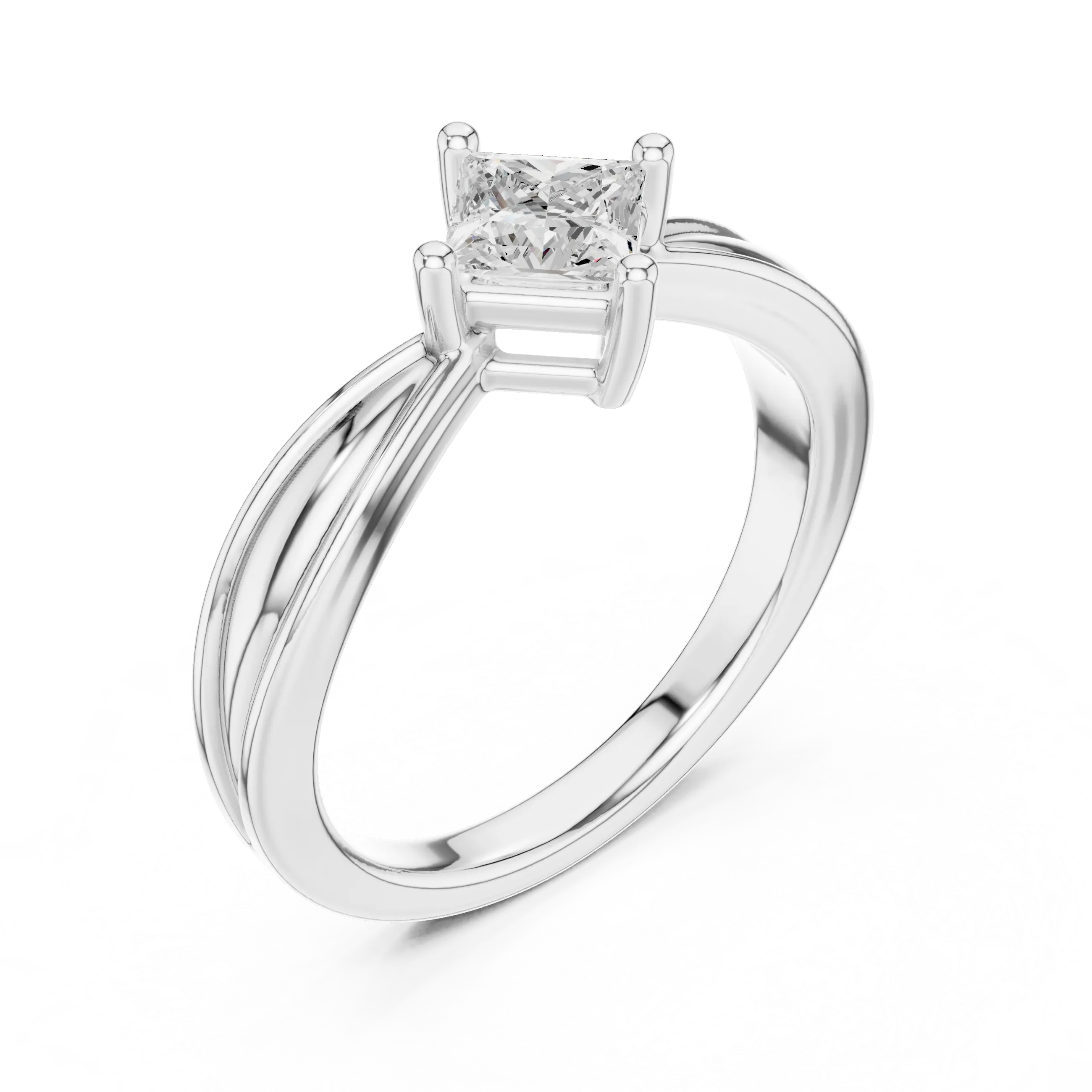 18K Rose Gold Princess-Cut Split-Shank Diamond Engagement Ring