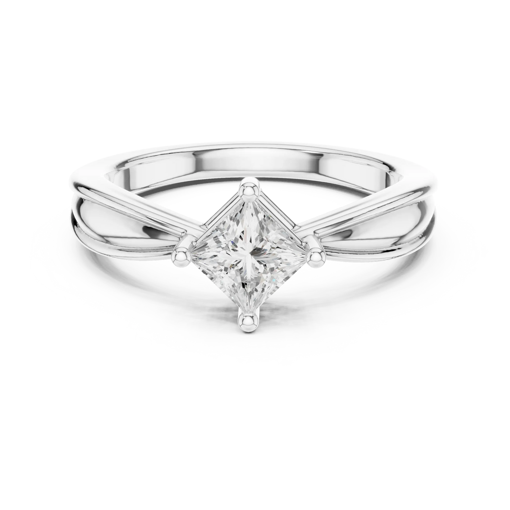 18K Rose Gold Princess-Cut Split-Shank Diamond Engagement Ring