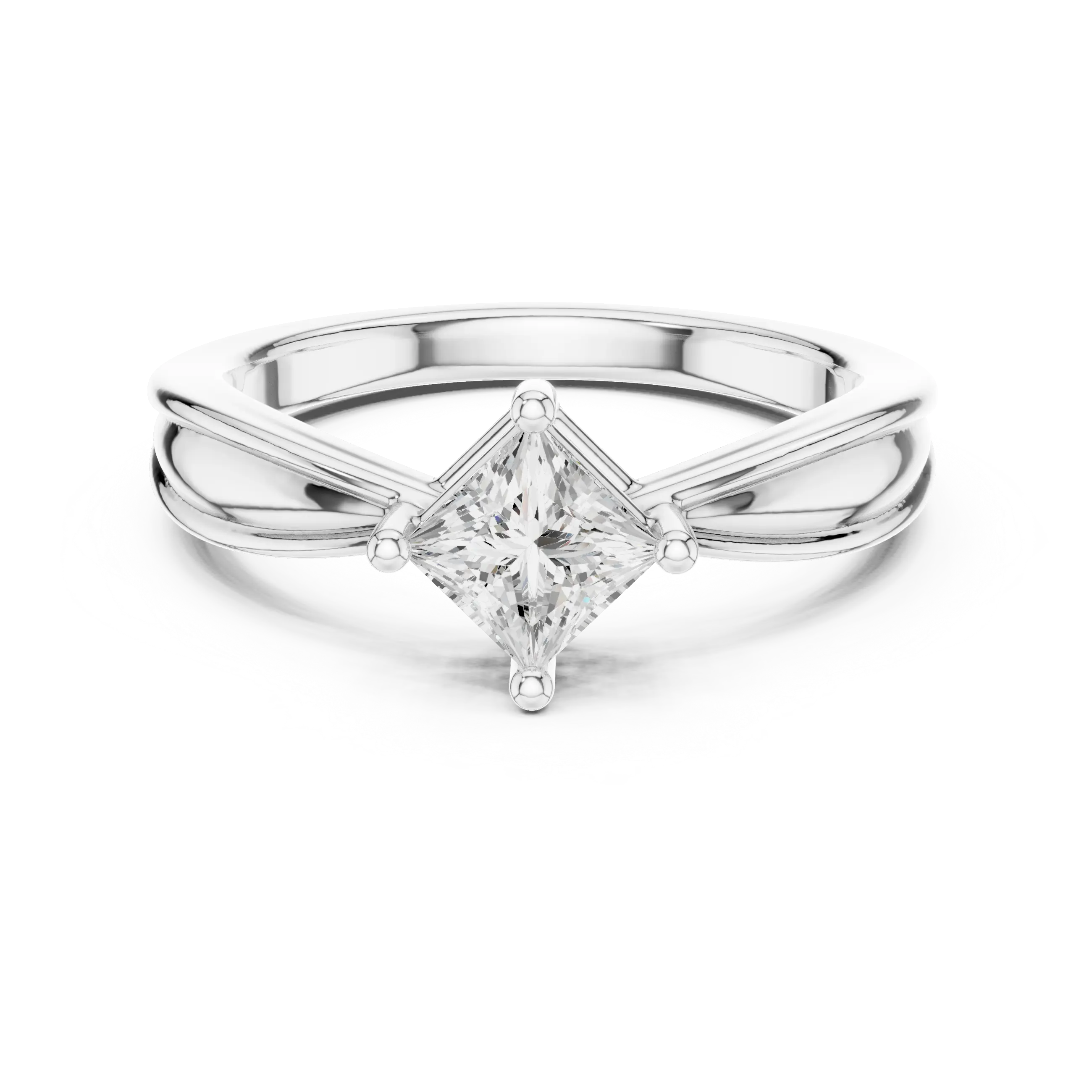 18K Rose Gold Princess-Cut Split-Shank Diamond Engagement Ring