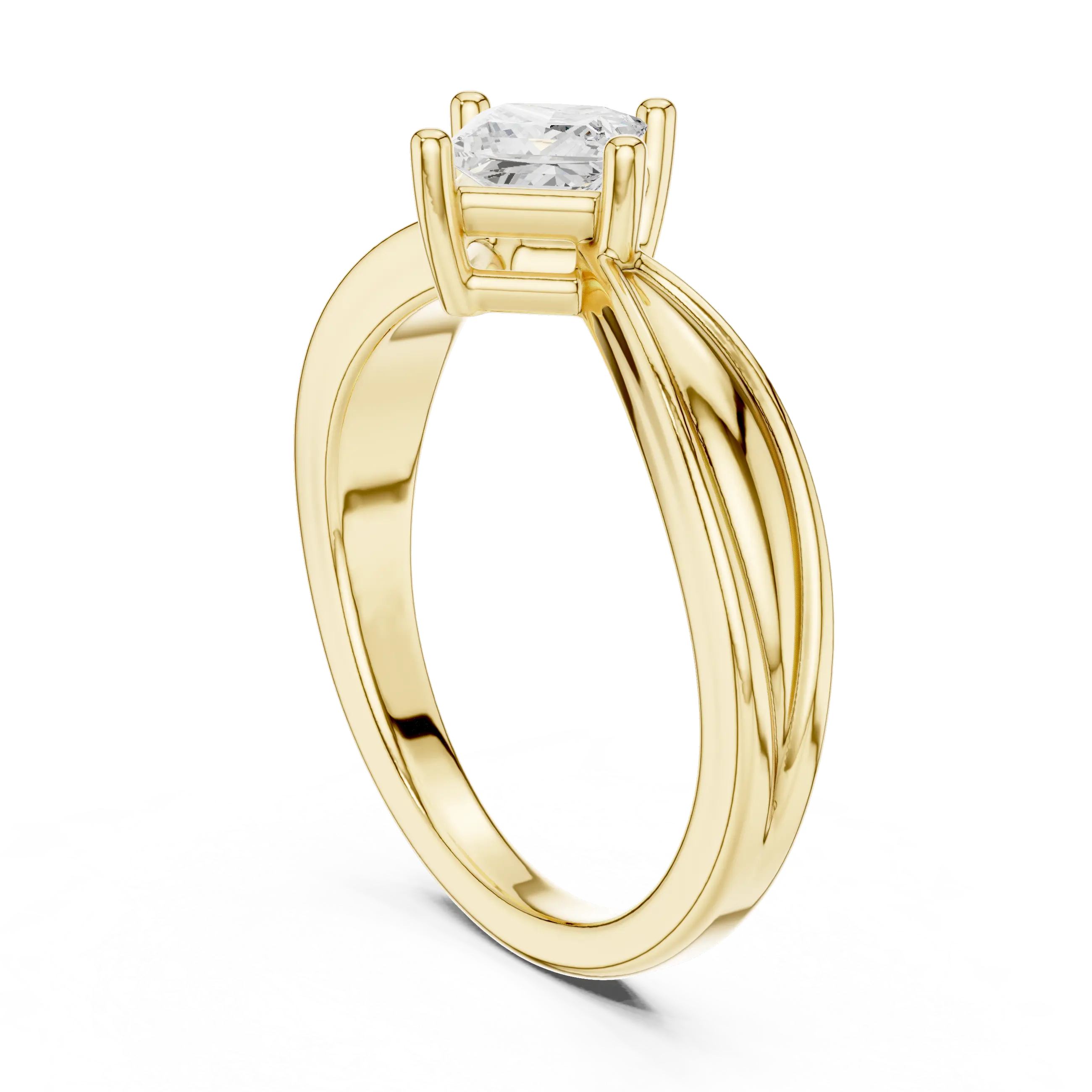18K Rose Gold Princess-Cut Split-Shank Diamond Engagement Ring