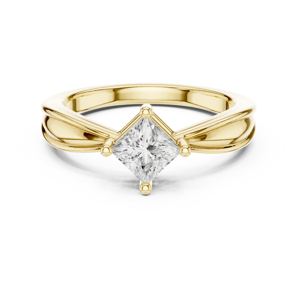 18K Rose Gold Princess-Cut Split-Shank Diamond Engagement Ring