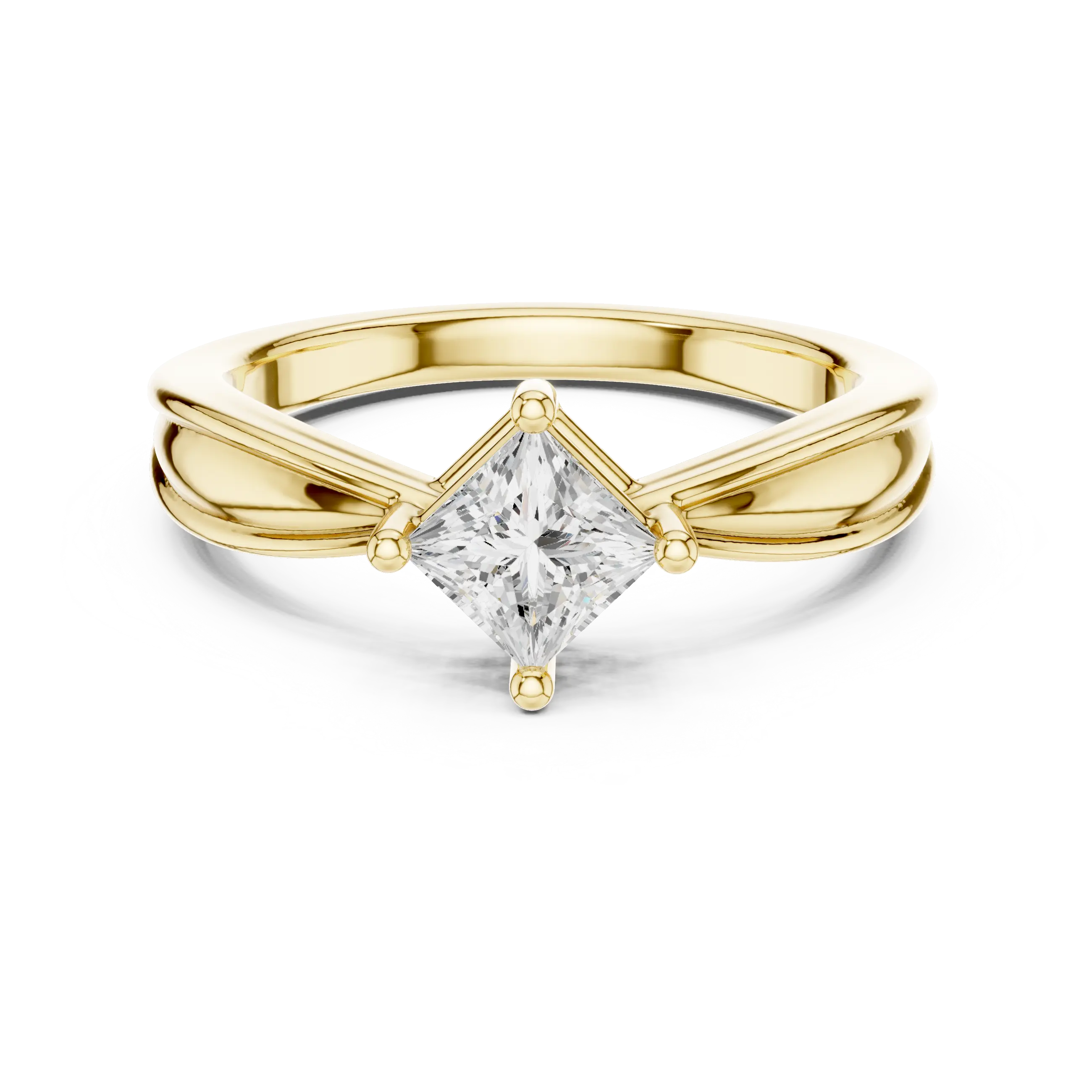 18K Rose Gold Princess-Cut Split-Shank Diamond Engagement Ring