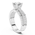 14K Yellow Gold Cushion-Cut Triple-Row Pavé Diamond Engagement Ring