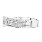 14K Yellow Gold Cushion-Cut Triple-Row Pavé Diamond Engagement Ring