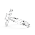 10K White Gold Vertical Emerald & Pear Pavé Three-Stone Engagement Ring