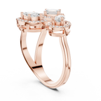 14K Rose Gold Tri-Shape Diamond Halo Engagement Bypass Ring