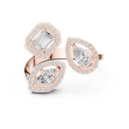 14K Rose Gold Tri-Shape Diamond Halo Engagement Bypass Ring
