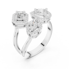 14K Rose Gold Tri-Shape Diamond Halo Engagement Bypass Ring