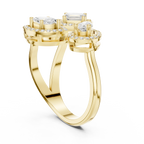 14K Rose Gold Tri-Shape Diamond Halo Engagement Bypass Ring