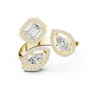14K Rose Gold Tri-Shape Diamond Halo Engagement Bypass Ring