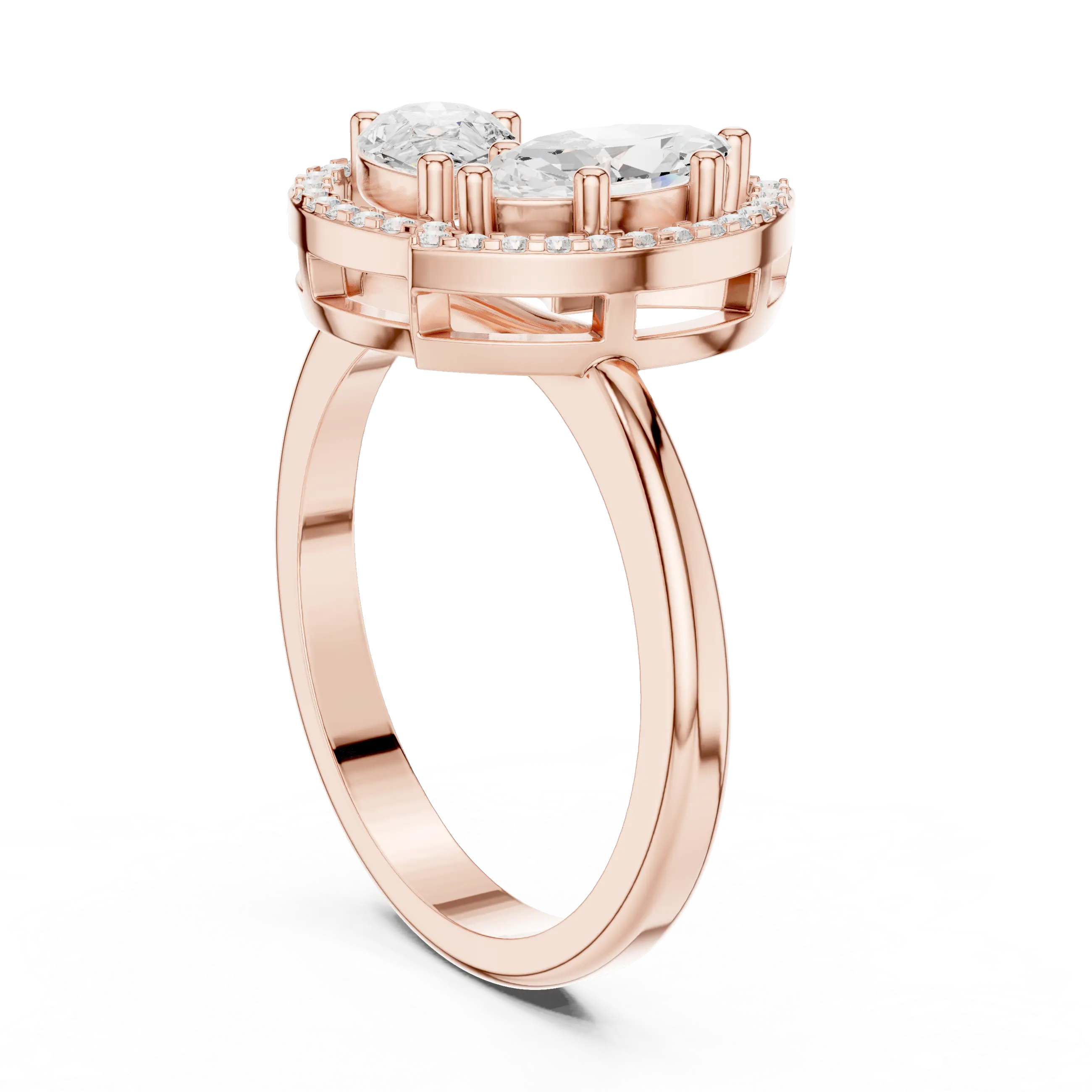 18K Yellow Gold Marquise and Pear-Cut Diamond Engagement Ring
