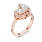 18K Yellow Gold Marquise and Pear-Cut Diamond Engagement Ring