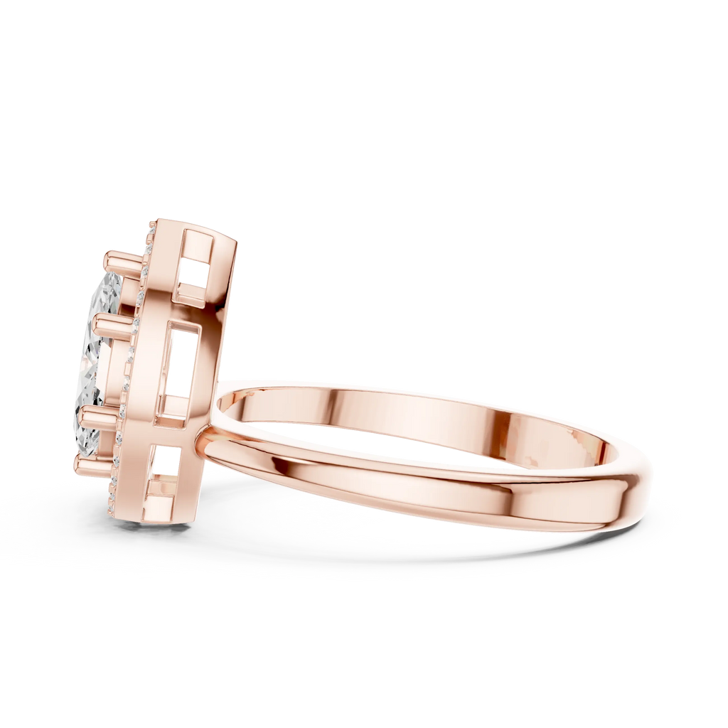 18K Yellow Gold Marquise and Pear-Cut Diamond Engagement Ring