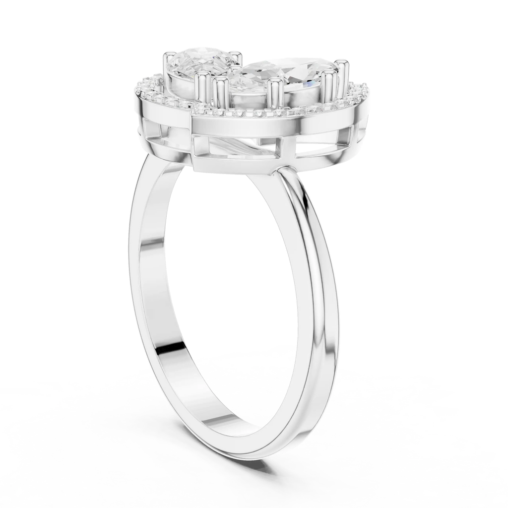 18K Yellow Gold Marquise and Pear-Cut Diamond Engagement Ring