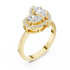 18K Yellow Gold Marquise and Pear-Cut Diamond Engagement Ring