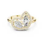 18K Yellow Gold Marquise and Pear-Cut Diamond Engagement Ring