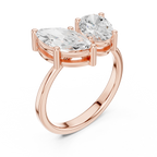 14K White Gold Marquise & Oval Two-Stone Diamond Engagement Ring