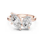14K White Gold Marquise & Oval Two-Stone Diamond Engagement Ring
