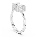 14K White Gold Marquise & Oval Two-Stone Diamond Engagement Ring