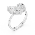 14K White Gold Marquise & Oval Two-Stone Diamond Engagement Ring
