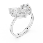 14K White Gold Marquise & Oval Two-Stone Diamond Engagement Ring