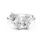 14K White Gold Marquise & Oval Two-Stone Diamond Engagement Ring