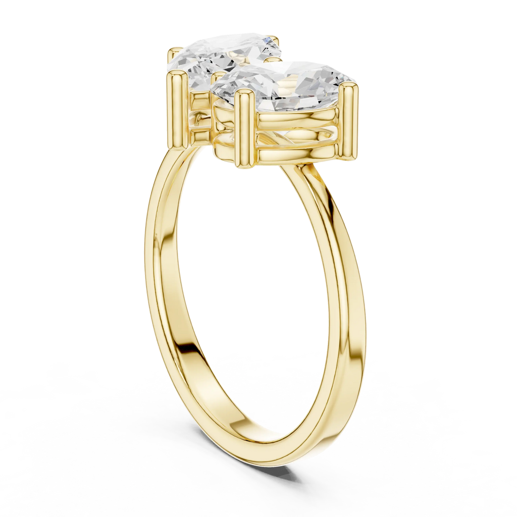 14K White Gold Marquise & Oval Two-Stone Diamond Engagement Ring