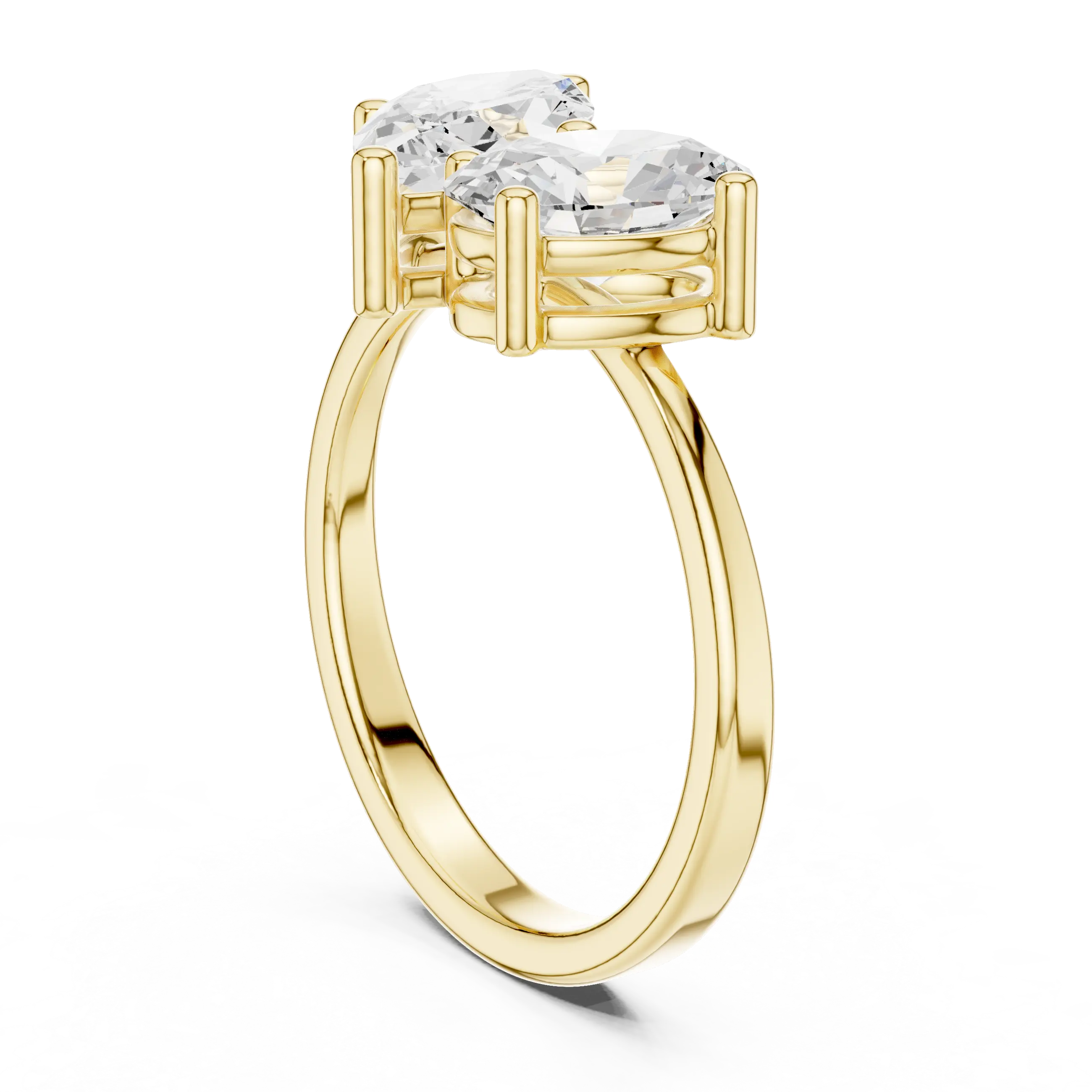 14K White Gold Marquise & Oval Two-Stone Diamond Engagement Ring