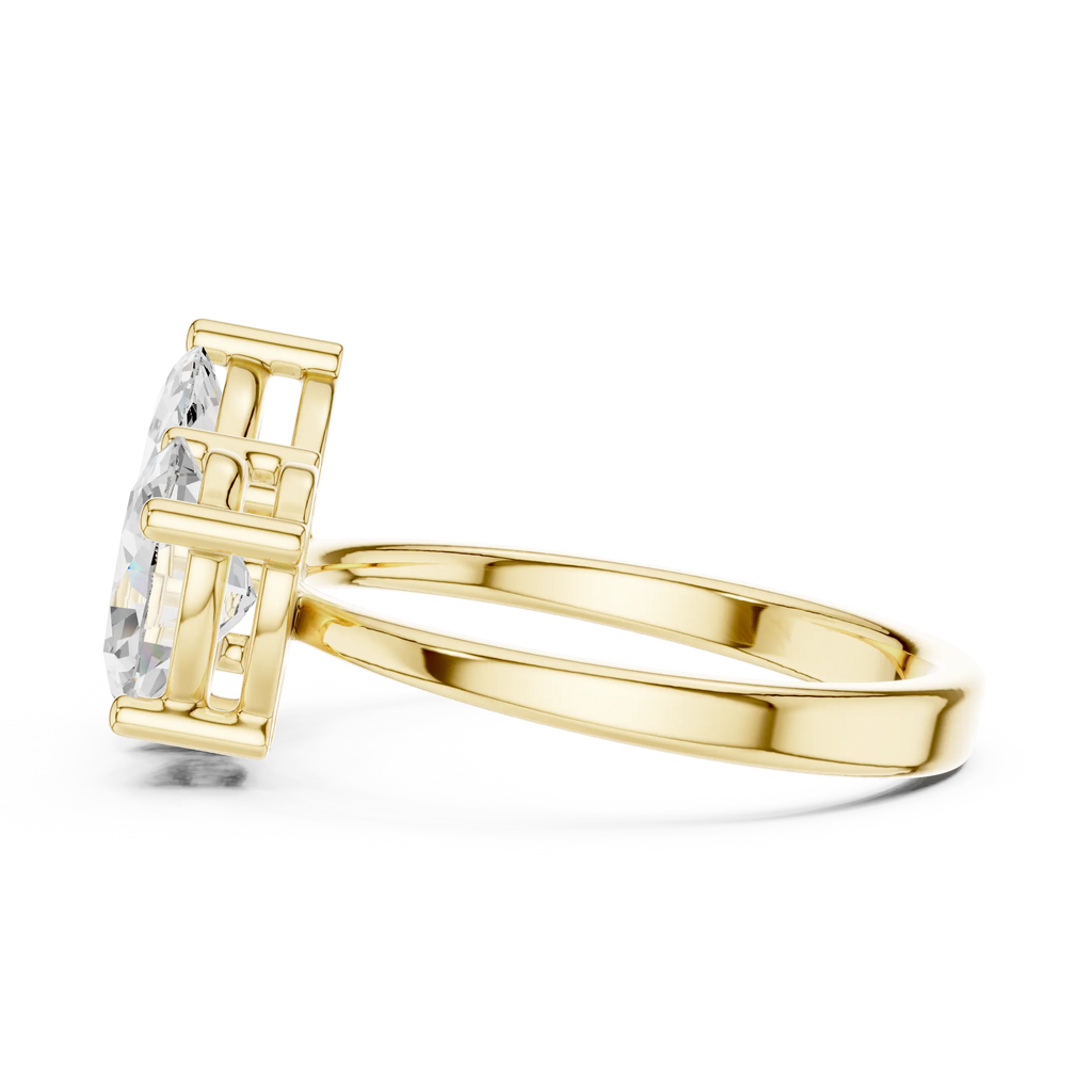 14K White Gold Marquise & Oval Two-Stone Diamond Engagement Ring
