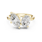 14K White Gold Marquise & Oval Two-Stone Diamond Engagement Ring