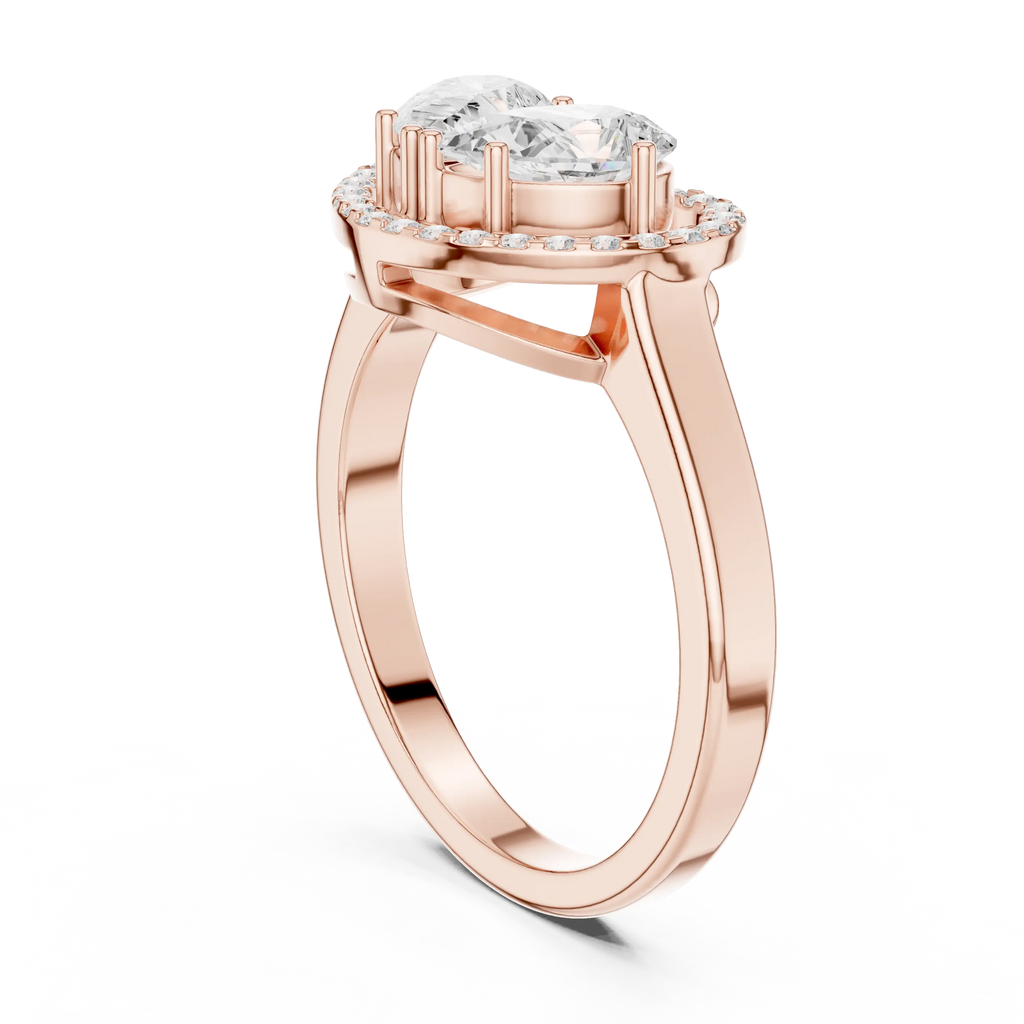 10K White Gold Two-Stone Halo Toi et Moi Diamond Engagement Ring
