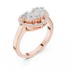 10K White Gold Two-Stone Halo Toi et Moi Diamond Engagement Ring