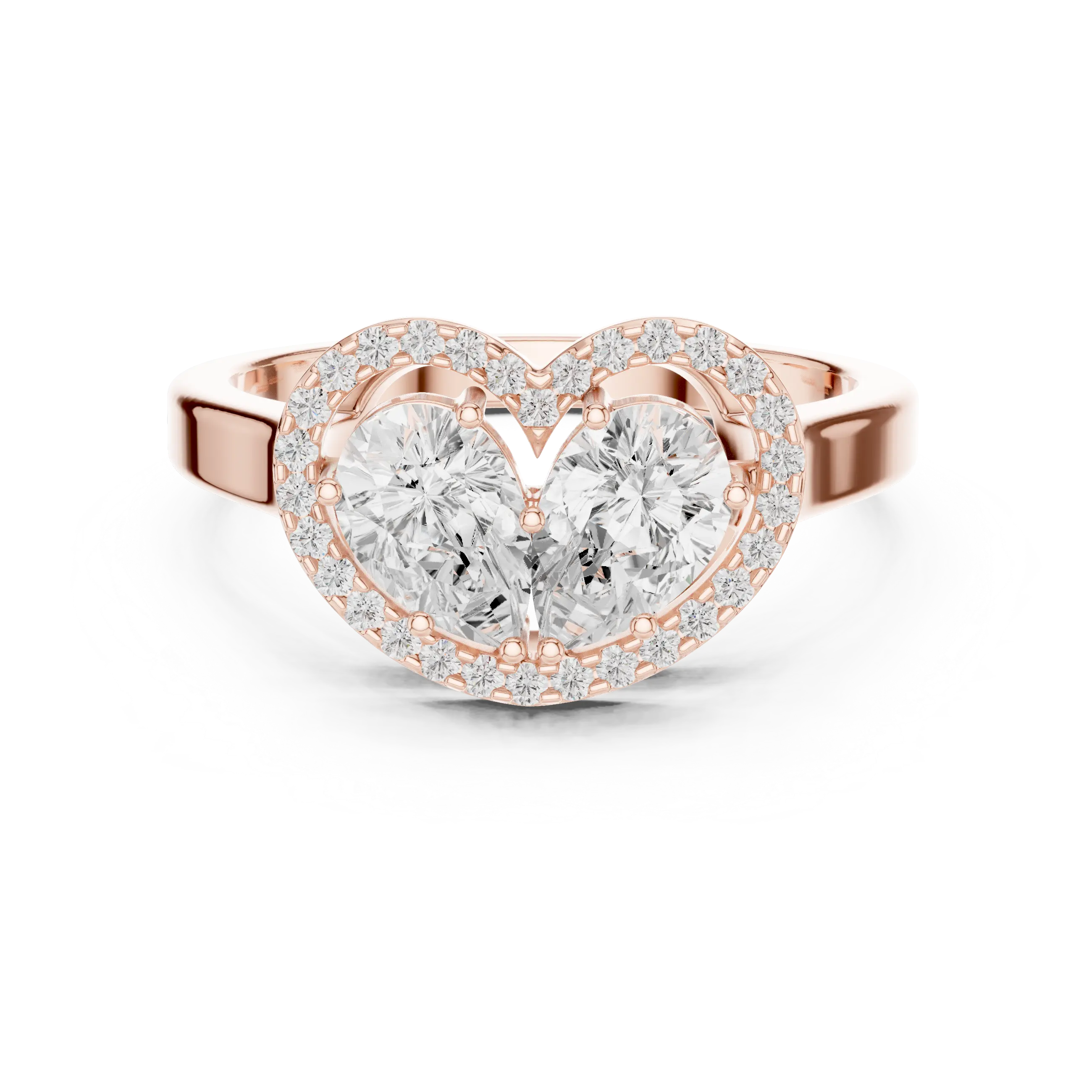 10K White Gold Two-Stone Halo Toi et Moi Diamond Engagement Ring