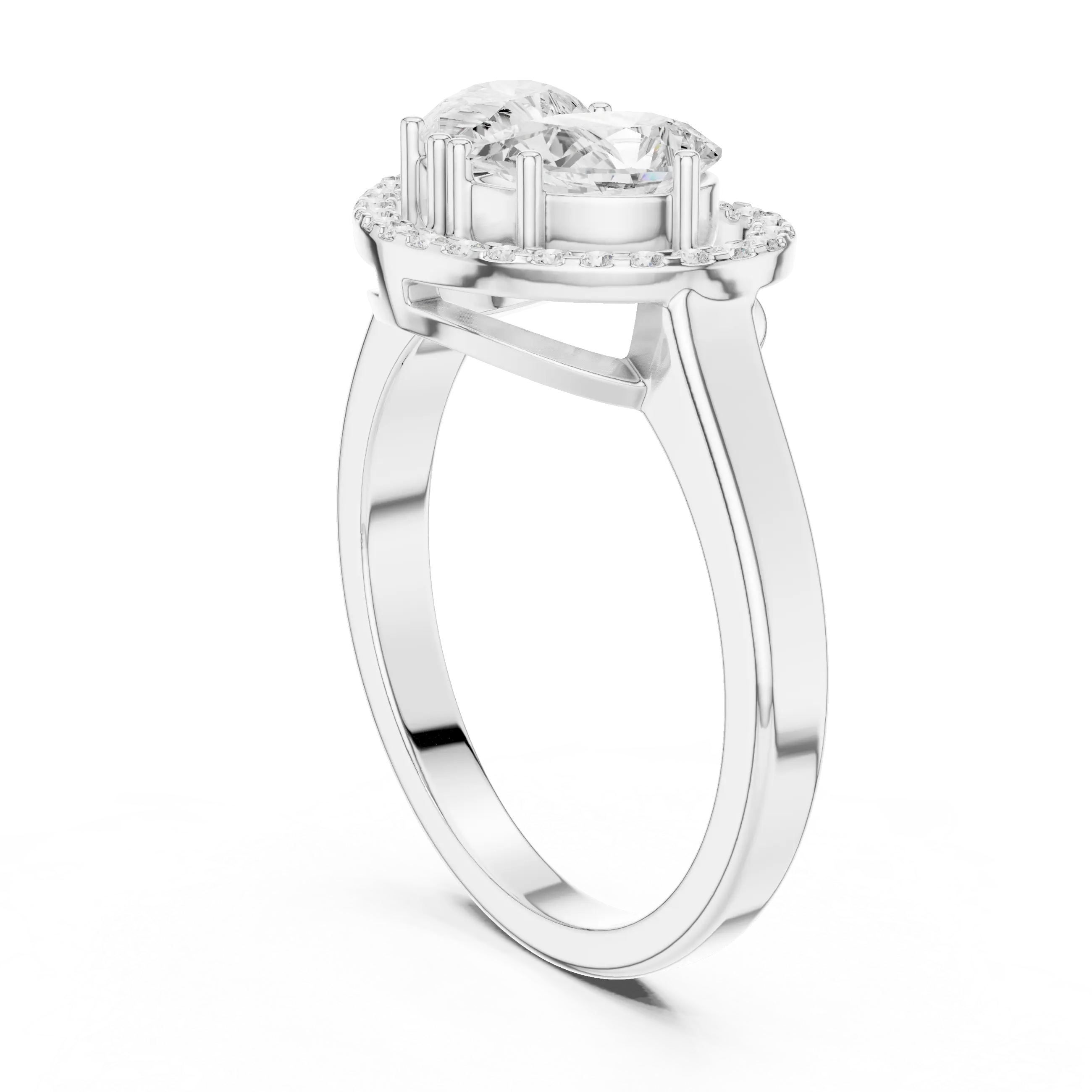 10K White Gold Two-Stone Halo Toi et Moi Diamond Engagement Ring