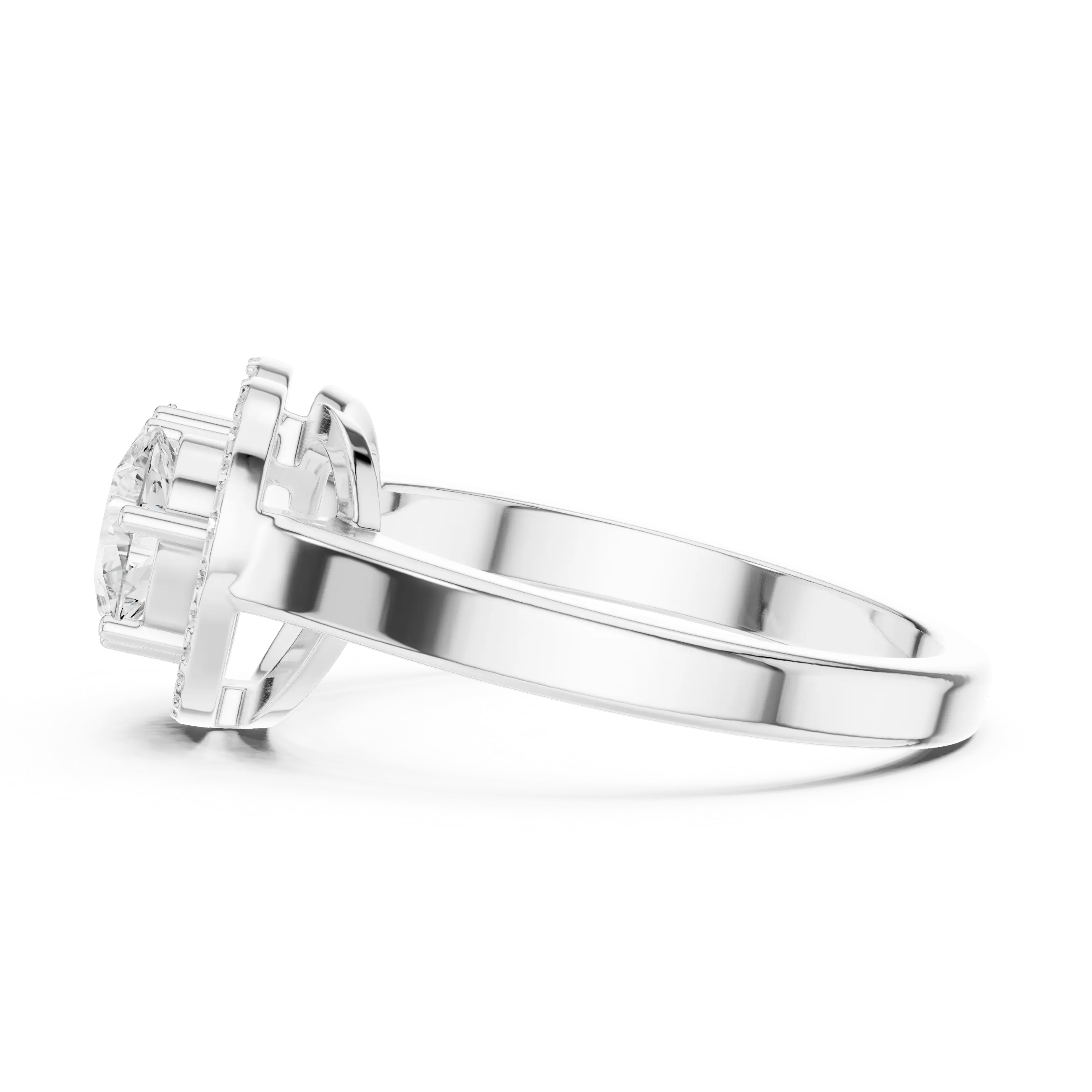 10K White Gold Two-Stone Halo Toi et Moi Diamond Engagement Ring