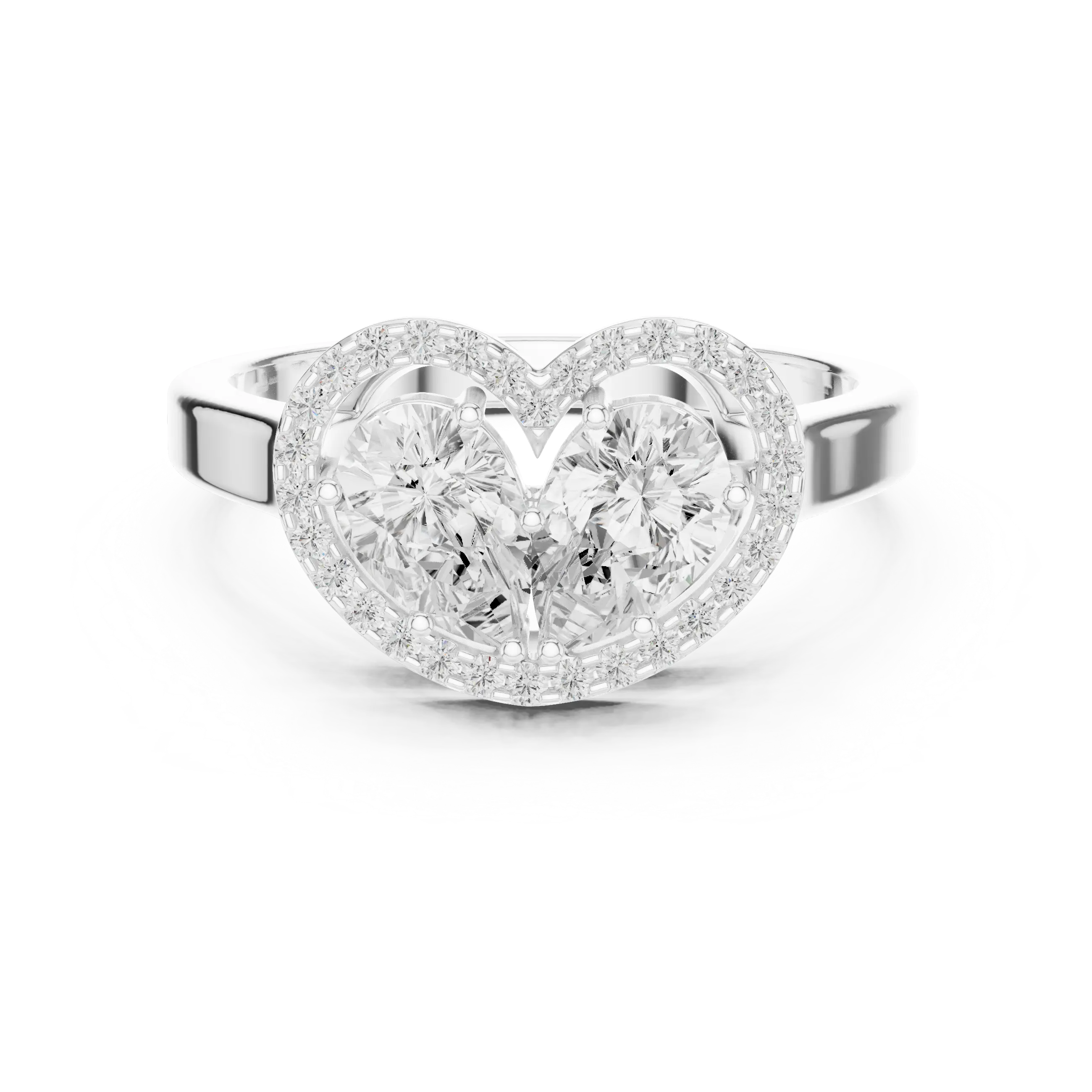 10K White Gold Two-Stone Halo Toi et Moi Diamond Engagement Ring
