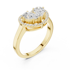 10K White Gold Two-Stone Halo Toi et Moi Diamond Engagement Ring