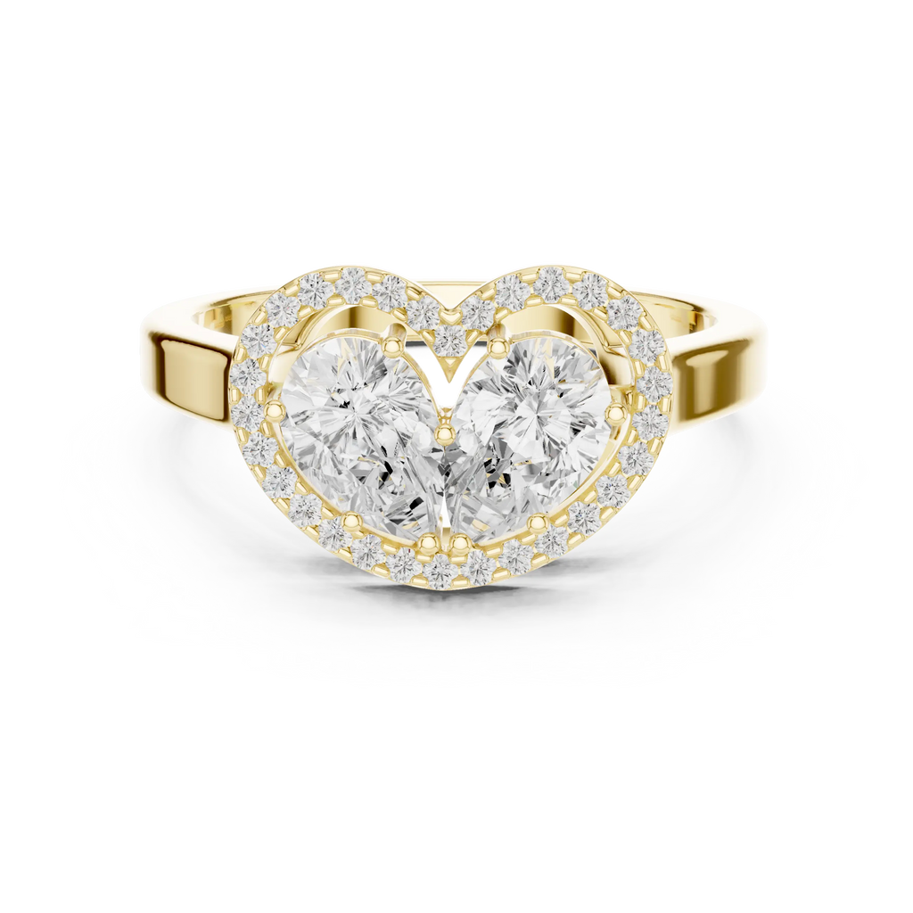 10K White Gold Two-Stone Halo Toi et Moi Diamond Engagement Ring