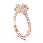 10K Rose Gold Cushion-Cut Floral Halo Diamond Engagement Ring