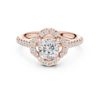 10K Rose Gold Cushion-Cut Floral Halo Diamond Engagement Ring