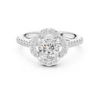 10K Rose Gold Cushion-Cut Floral Halo Diamond Engagement Ring