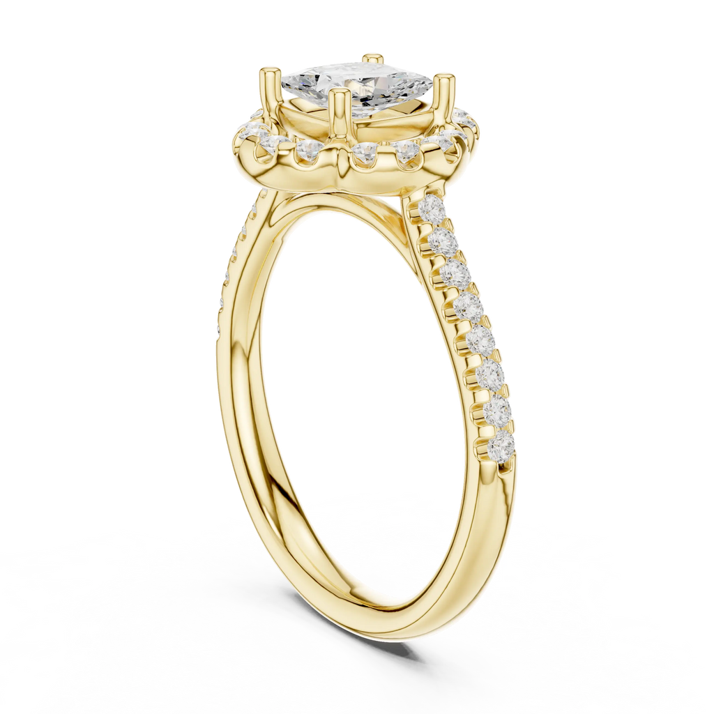 10K Rose Gold Cushion-Cut Floral Halo Diamond Engagement Ring