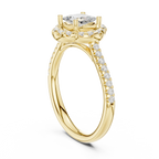 10K Rose Gold Cushion-Cut Floral Halo Diamond Engagement Ring