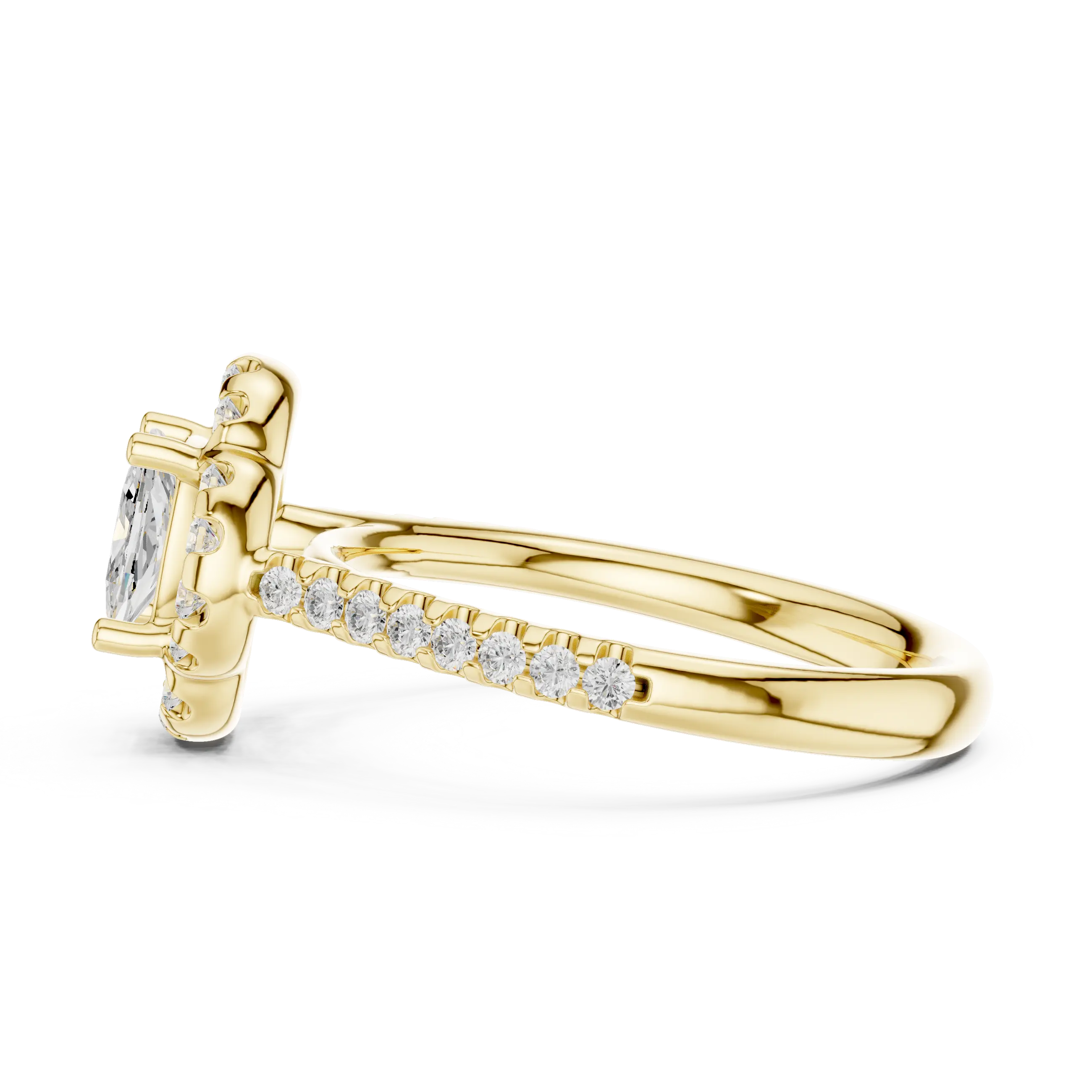 10K Rose Gold Cushion-Cut Floral Halo Diamond Engagement Ring